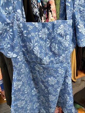 Blue Floral Square-Neck Dress - Women Accessories